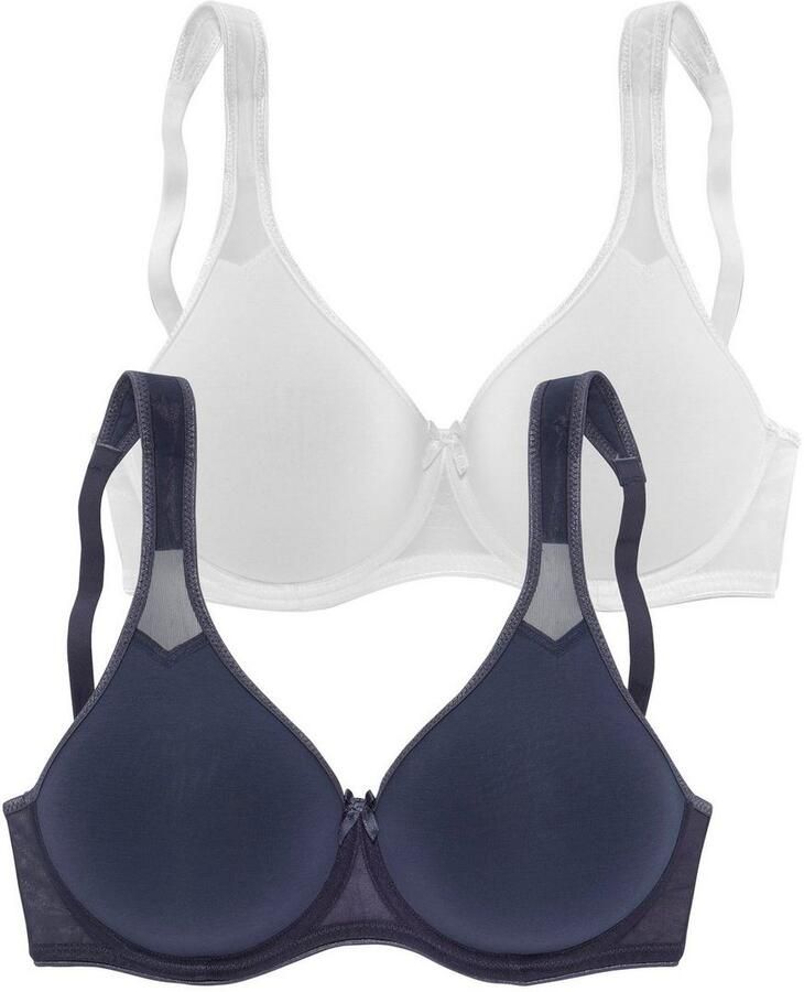 Petite fleur T-shirt-bh met beugel en netinzetten basic dessous (Set van 2) - Foto 5