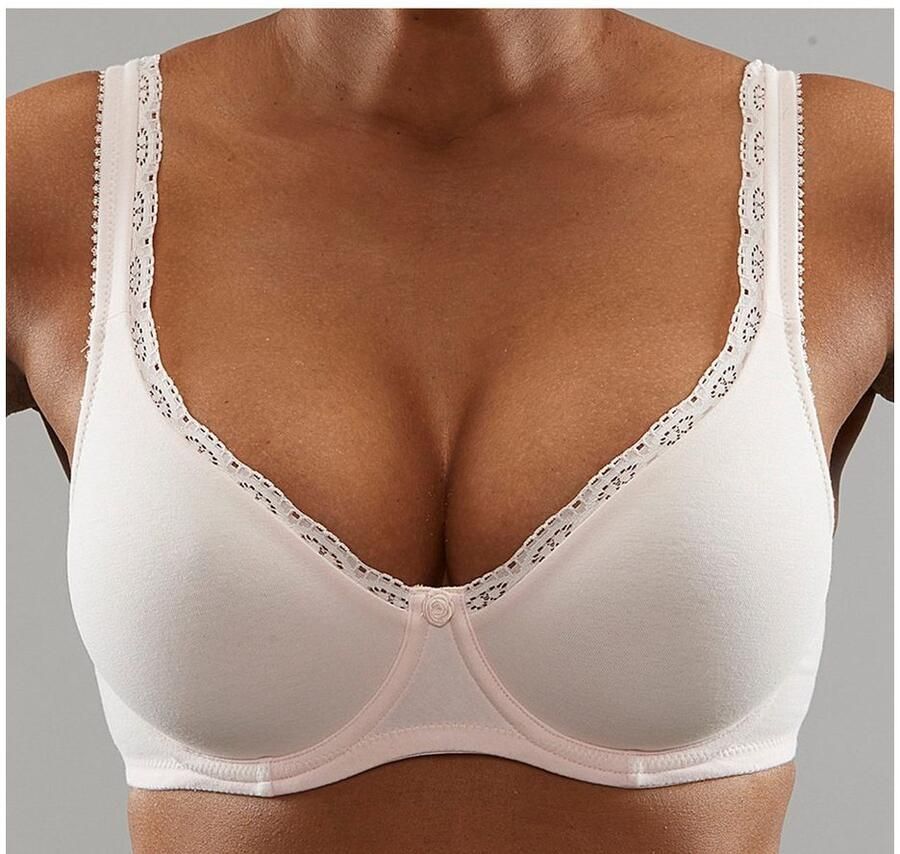 Petite fleur T-shirt-bh met ongevoerde naadloze cups gemaakt van katoen(Set van 2) - Foto 2