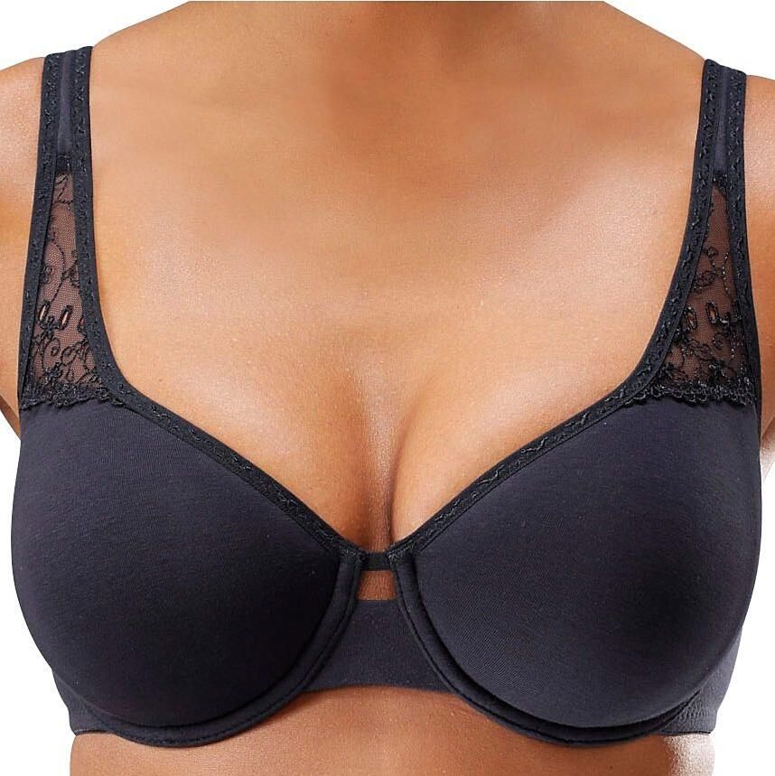 Petite fleur T-shirt-bh van zacht katoen met kanten inzetten (Set van 2)