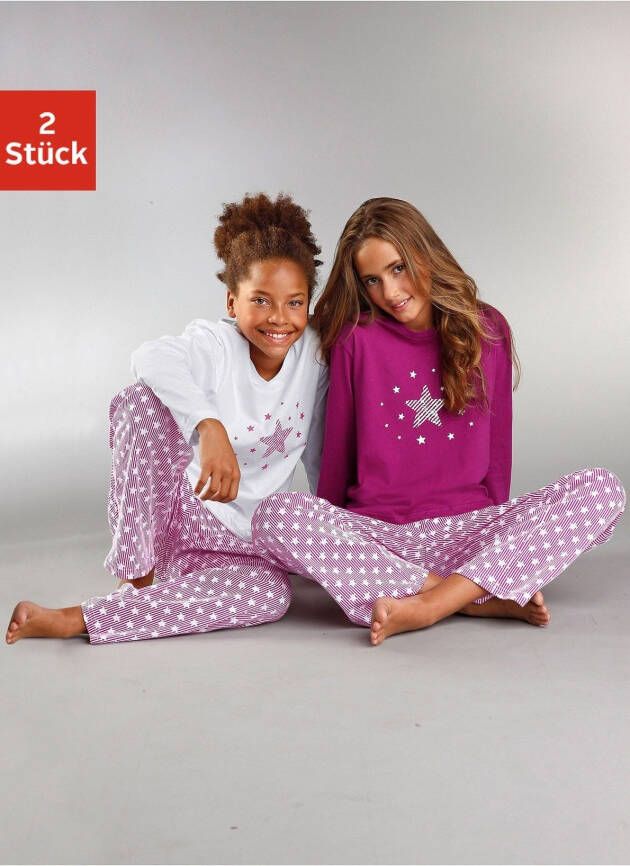 Petite fleur Pyjama modieuze sterrenprint op de shirts en broeken (4-delig Set van 2)