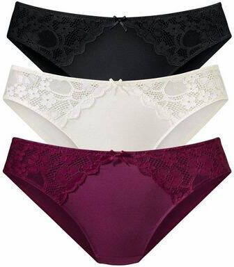Petite fleur Slip met iets transparante jacquard-kant aan beide kanten opzij (3 stuks)