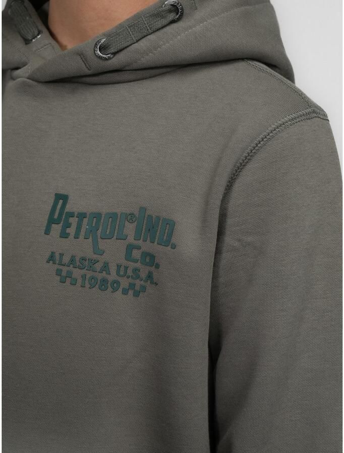 Petrol Industries hoodie groen Trui Jongens Sweat Capuchon Printopdruk 116
