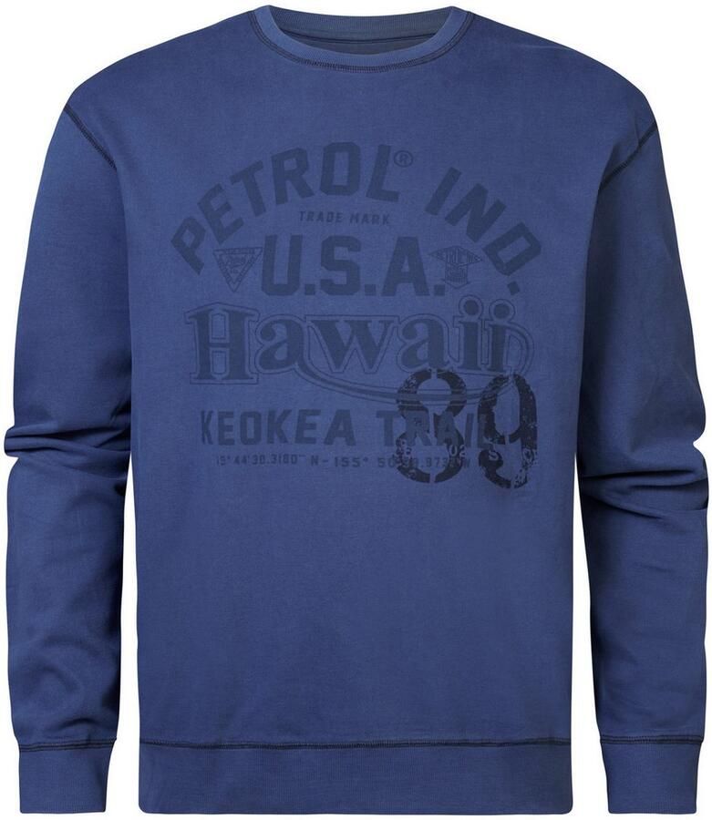 Petrol industries Plus Size sweater met printopdruk petrol blue