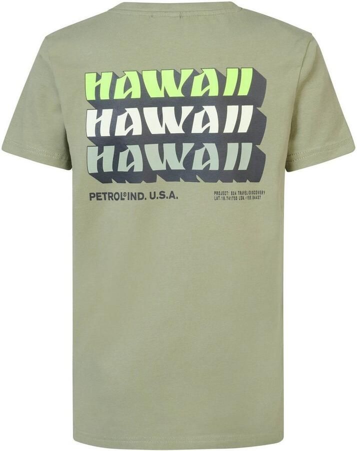Petrol Industries T-shirt kaki Groen Jongens Katoen Ronde hals Effen 116