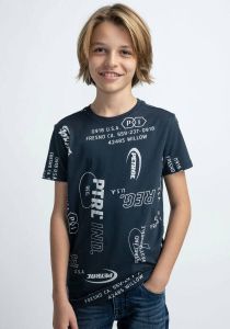Petrol Industries T-shirt met all over print donkerblauw wit