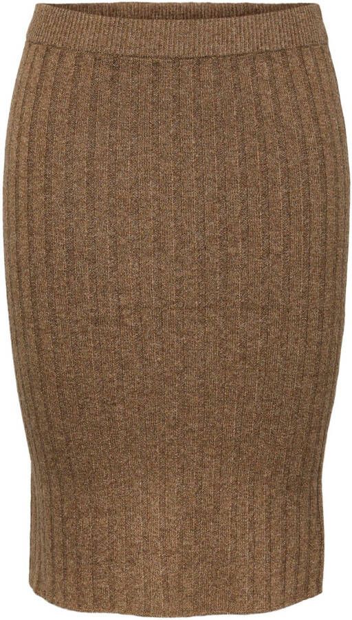 PIECES gemêleerde kokerrok PCCAVA van gerecycled polyester bruin