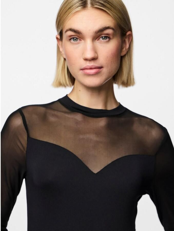 Pieces Slim fit body met semi-transparante achterkant model 'MILLY'