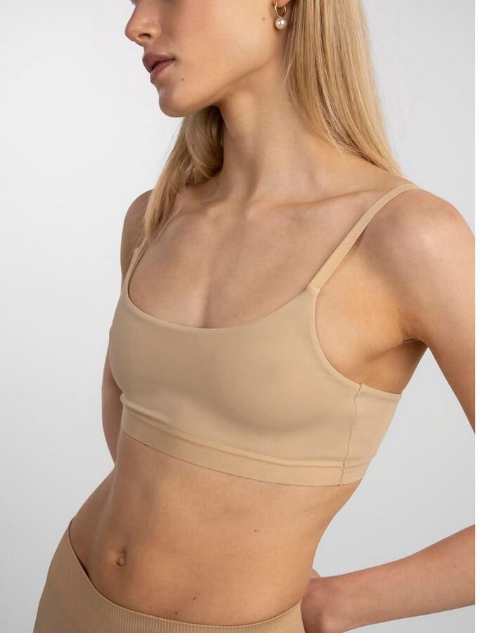 PIECES niet-voorgevormde bh top PCNAMEE beige - Foto 2