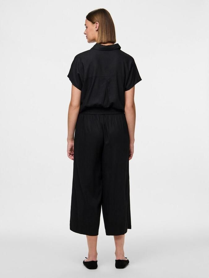 Pieces Loose fit culotte van een mix van viscose en linnen model 'PIA' - Foto 3