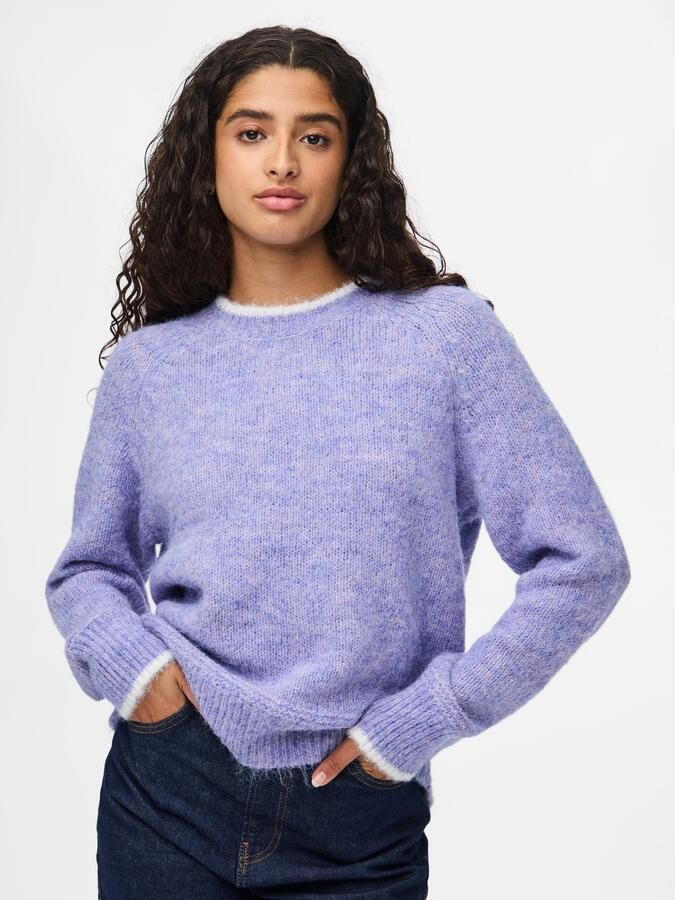 Pieces Gebreide trui PCIVY LS O-NECK CONTRAST KNIT NOOS BC - Foto 5