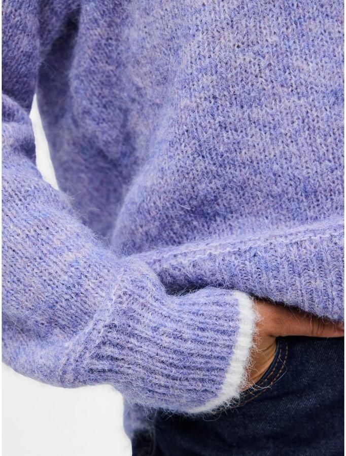 Pieces Gebreide trui PCIVY LS O-NECK CONTRAST KNIT NOOS BC