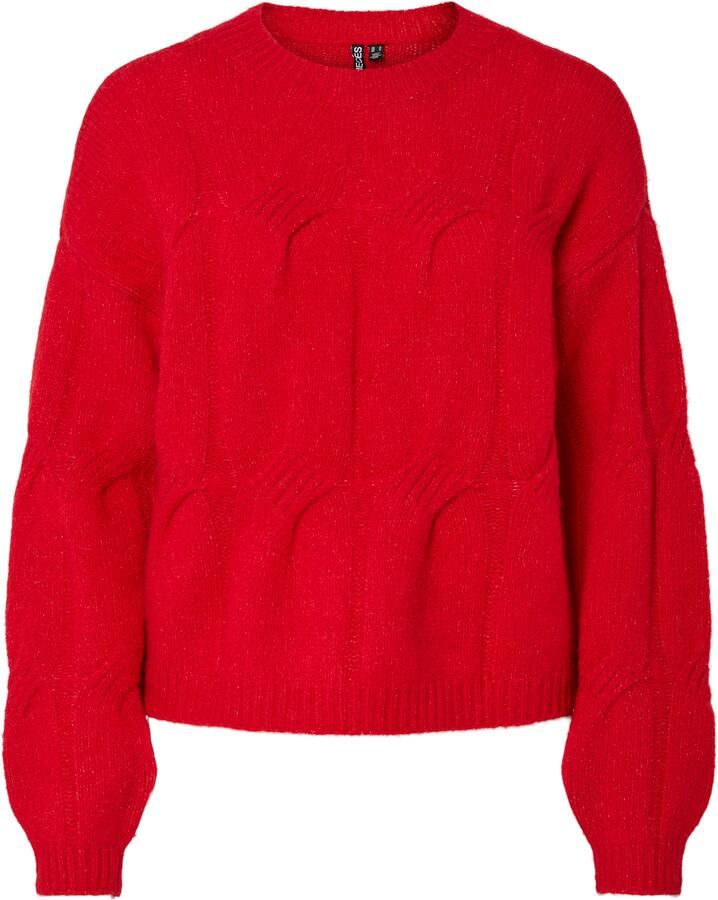 Pieces Gebreide trui PCJENNA LS O-NECK CABLE KNIT NOOS BC