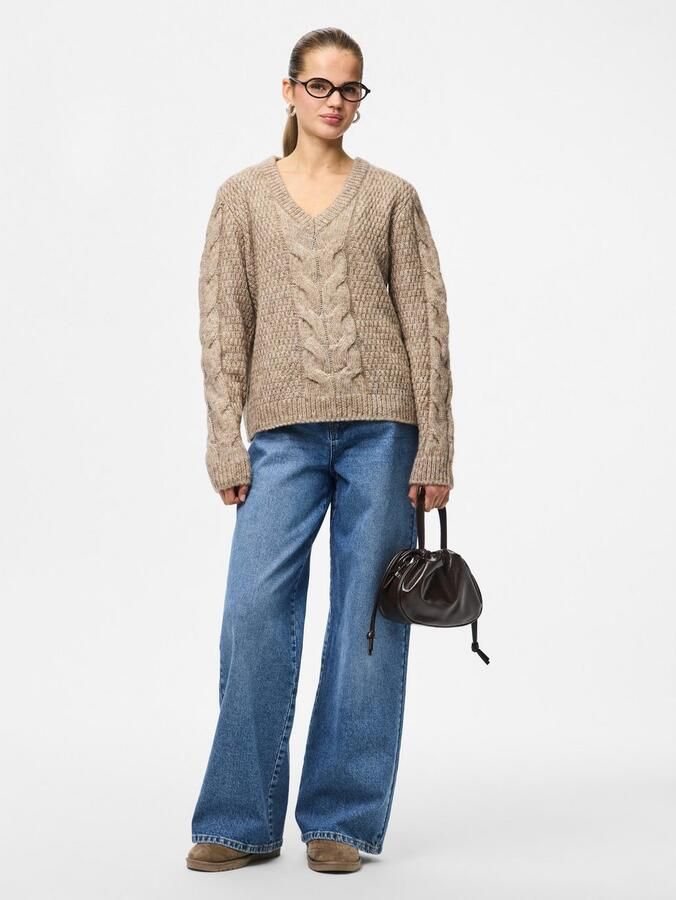 Pieces Gebreide trui PCNINA LS V-NECK KNIT NOOS BC - Foto 3