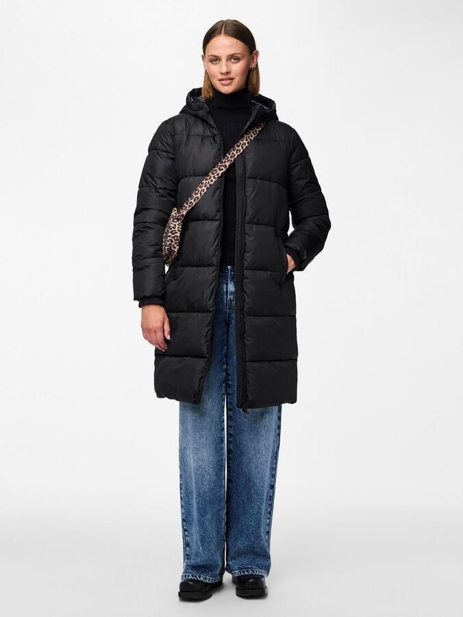 Pieces Regular fit gewatteerde lange jas met aangenaaide capuchon model 'BEE NEW' - Foto 6