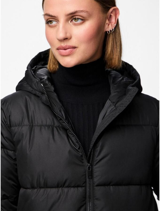 Pieces Regular fit gewatteerde lange jas met aangenaaide capuchon model 'BEE NEW' - Foto 2