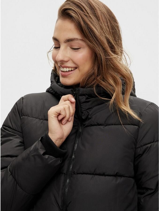 Pieces Regular fit gewatteerde lange jas met aangenaaide capuchon model 'BEE NEW' - Foto 4