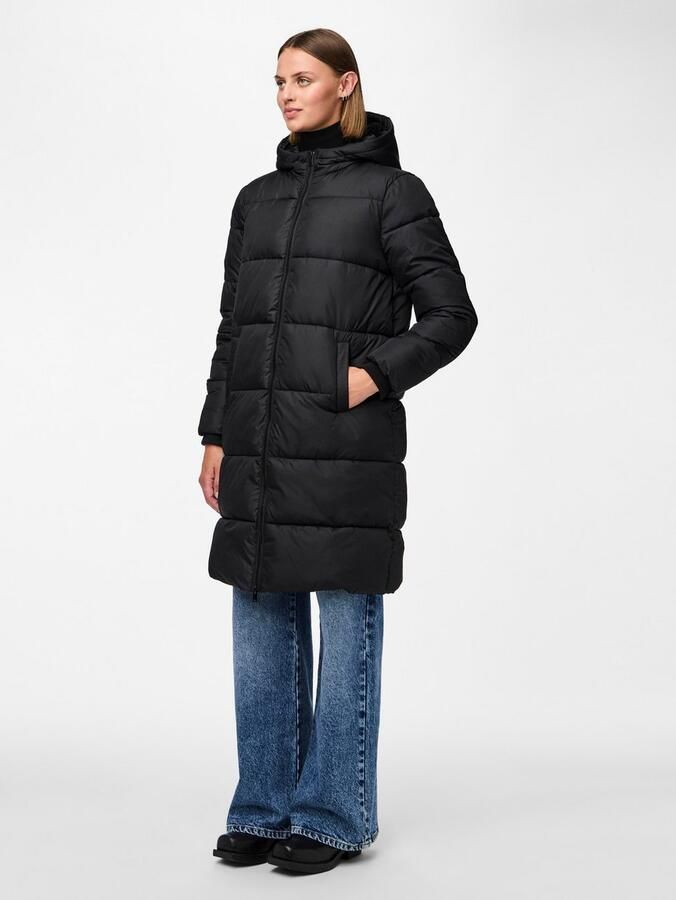Pieces Regular fit gewatteerde lange jas met aangenaaide capuchon model 'BEE NEW' - Foto 10