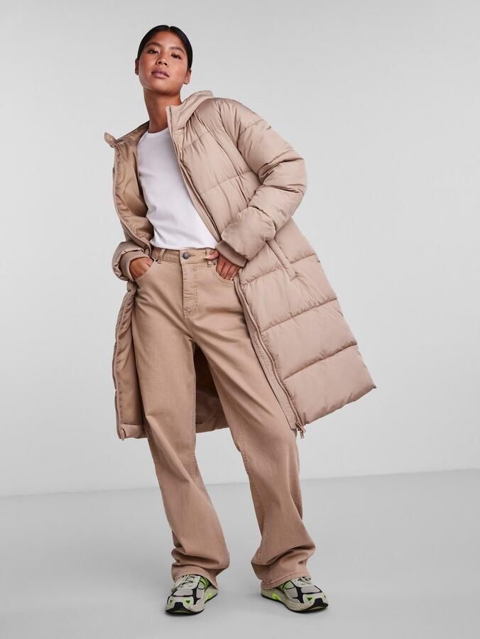 Pieces Regular fit gewatteerde lange jas met aangenaaide capuchon model 'BEE NEW' - Foto 2