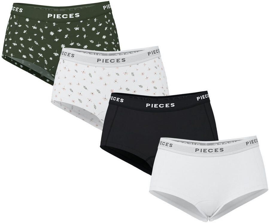 Pieces Hipster PCLOGO LADY 4 PACK AOP SOLID NOOS BC (set 4 stuks)