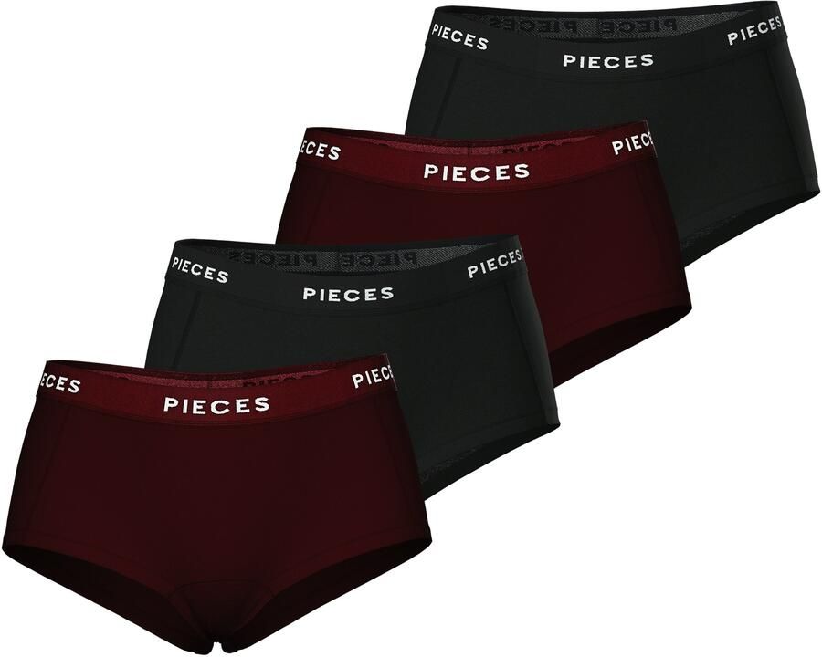 Pieces Hipster PCLOGO LADY 4 PACK SOLID NOOS BC (4 stuks Set van 4) - Foto 3