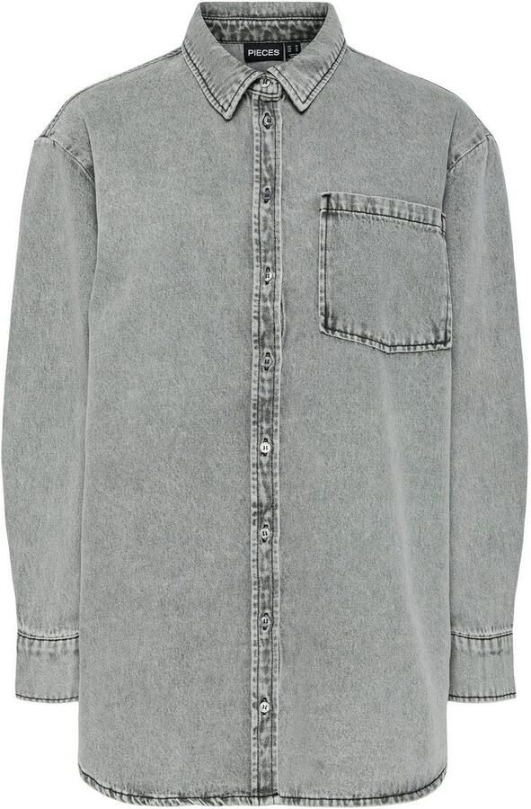 Pieces Loose fit jeansoverhemd van katoenmix model 'MAISIE' - Foto 5