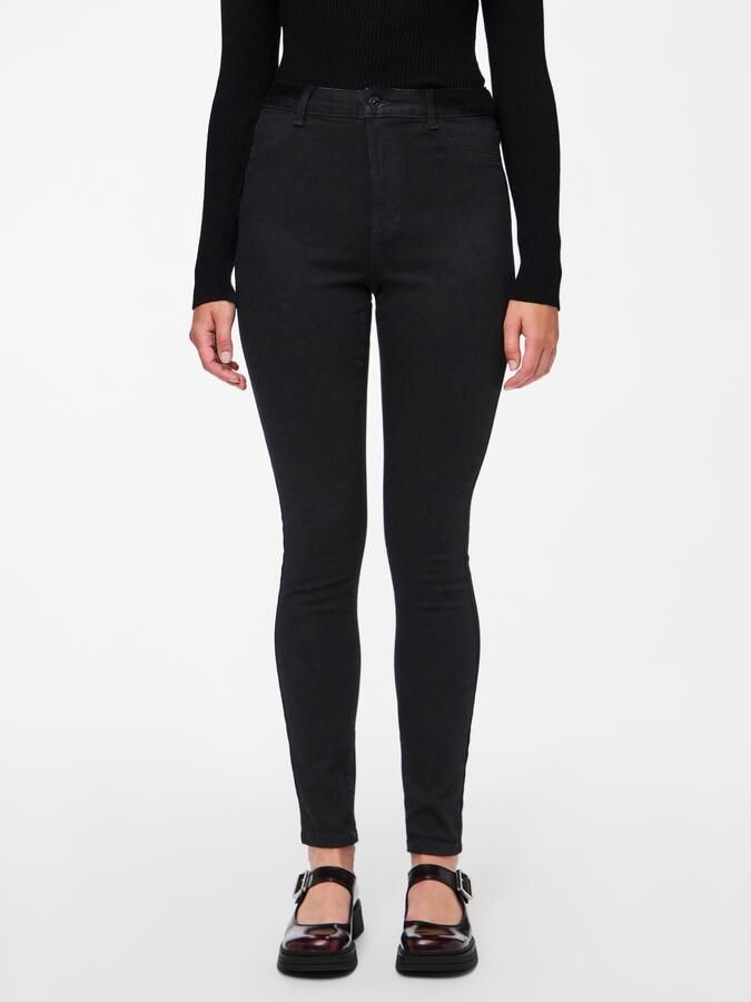 Pieces Jeansy o kroju slim fit z wysokim stanem i naszywką z logo - Foto 6