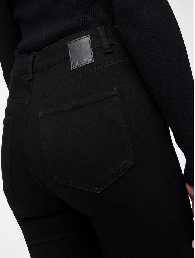 Pieces Jeansy o kroju slim fit z wysokim stanem i naszywką z logo