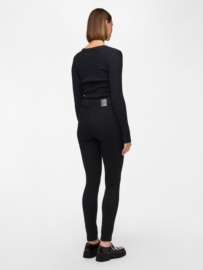 Pieces Jeansy o kroju slim fit z wysokim stanem i naszywką z logo - Foto 2