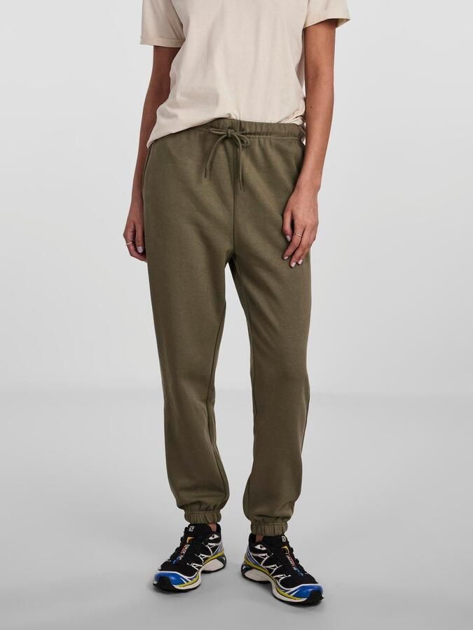 PIECES high waist regular fit sweatpants PCCHILLI olijfgroen - Foto 6