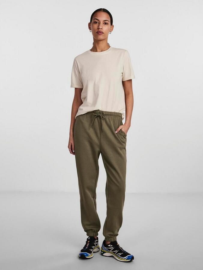 PIECES high waist regular fit sweatpants PCCHILLI olijfgroen - Foto 2
