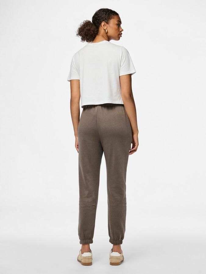 PIECES high waist regular fit sweatpants PCCHILLI groenbruin - Foto 5