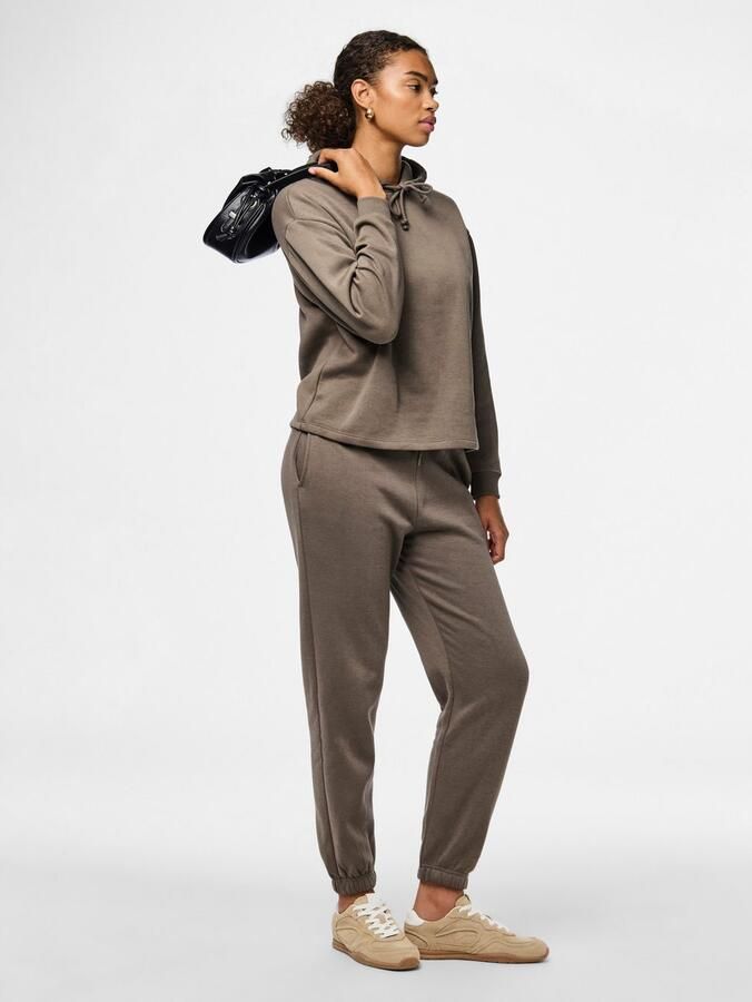 PIECES high waist regular fit sweatpants PCCHILLI groenbruin - Foto 6