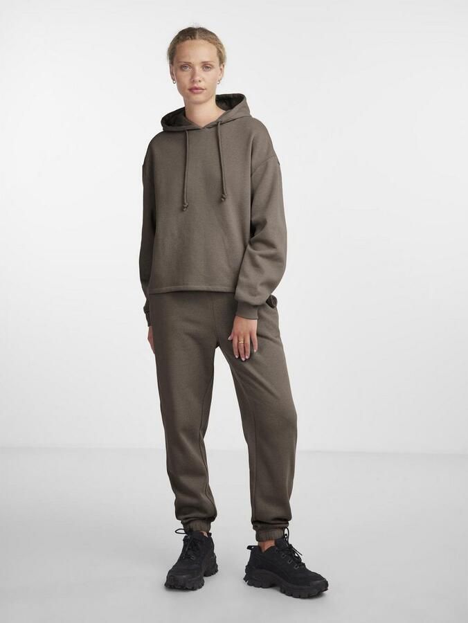 PIECES high waist regular fit sweatpants PCCHILLI groenbruin - Foto 8