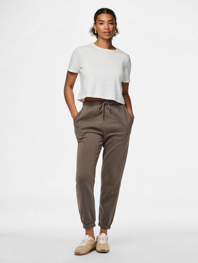 PIECES high waist regular fit sweatpants PCCHILLI groenbruin - Foto 9