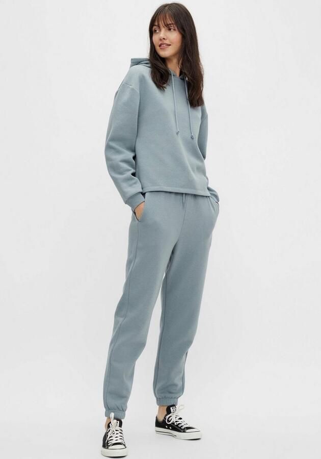 PIECES high waist regular fit sweatpants PCCHILLI grijsgroen - Foto 5