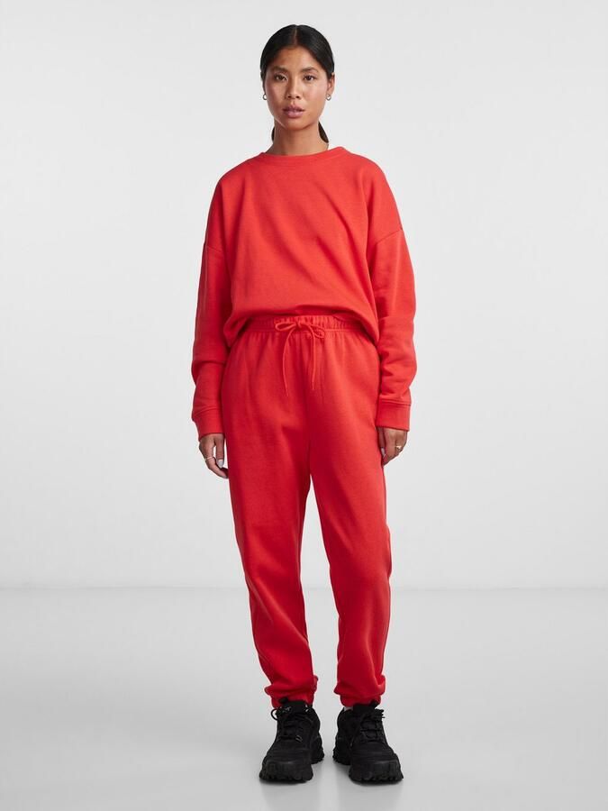 PIECES high waist regular fit sweatpants PCCHILLI rood - Foto 4