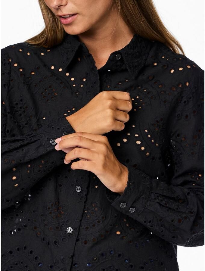 Pieces Regular fit blouse met lange mouwen van puur katoen model 'VILDE' - Foto 2