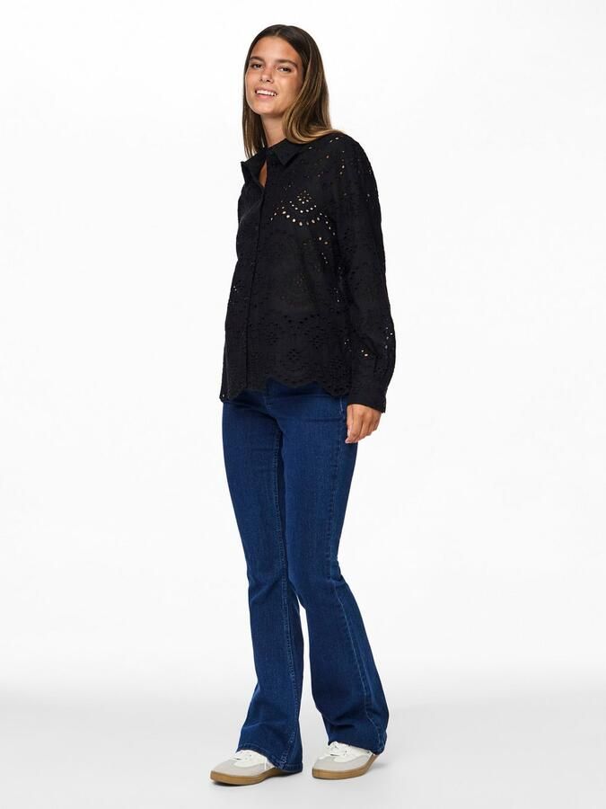 Pieces Regular fit blouse met lange mouwen van puur katoen model 'VILDE' - Foto 3