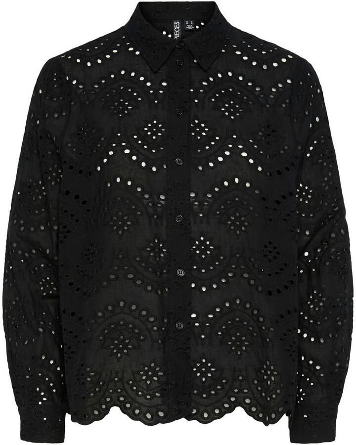 Pieces Regular fit blouse met lange mouwen van puur katoen model 'VILDE'