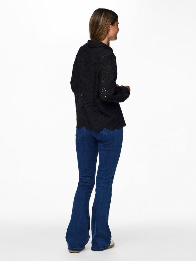Pieces Regular fit blouse met lange mouwen van puur katoen model 'VILDE' - Foto 4