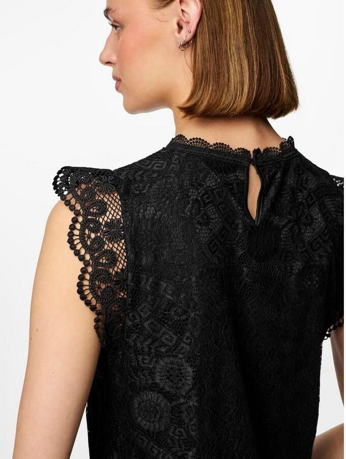 Pieces Regular fit kanten jurk met geschulpte zoom model 'OLLINE'