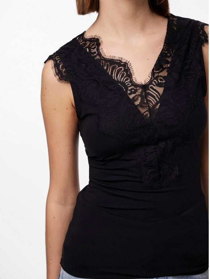 Pieces Kanten top PCILU SL TOP NOOS met inzet bovenaan