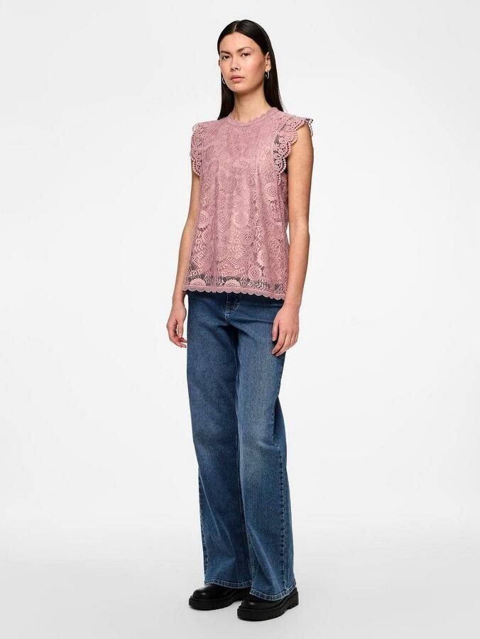 Pieces Regular fit top met kant model 'COLLINE' - Foto 4