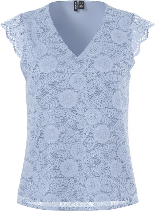 Pieces Kanten top PCOLLINE SL LACE V-NECK TOP WVN NOOS