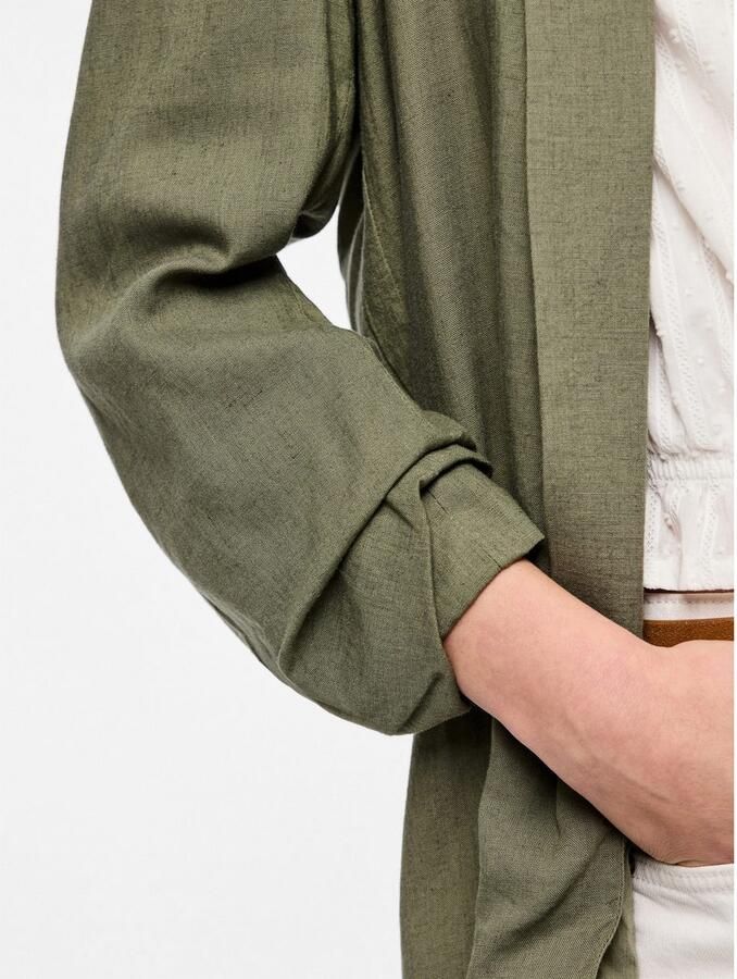 Pieces Regular fit blazer van een mix van viscose en linnen model 'PIA BOSELLA'