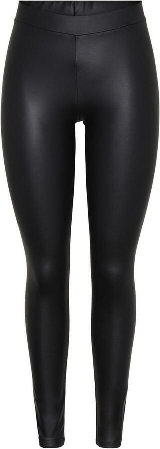 Pieces Slim fit broek in leerlook met elastische band model 'NEW SHINY' - Foto 5