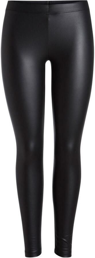 Pieces Slim fit broek in leerlook met elastische band model 'NEW SHINY' - Foto 4