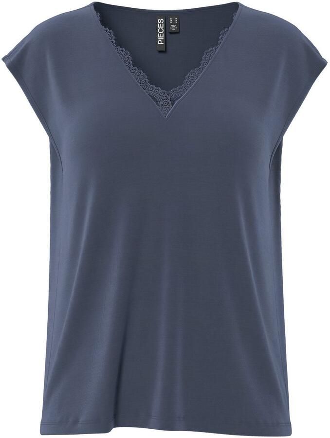 Pieces Shirt met korte mouwen PCKAMALA LACE V-NECK TEE JRS NOOS BC
