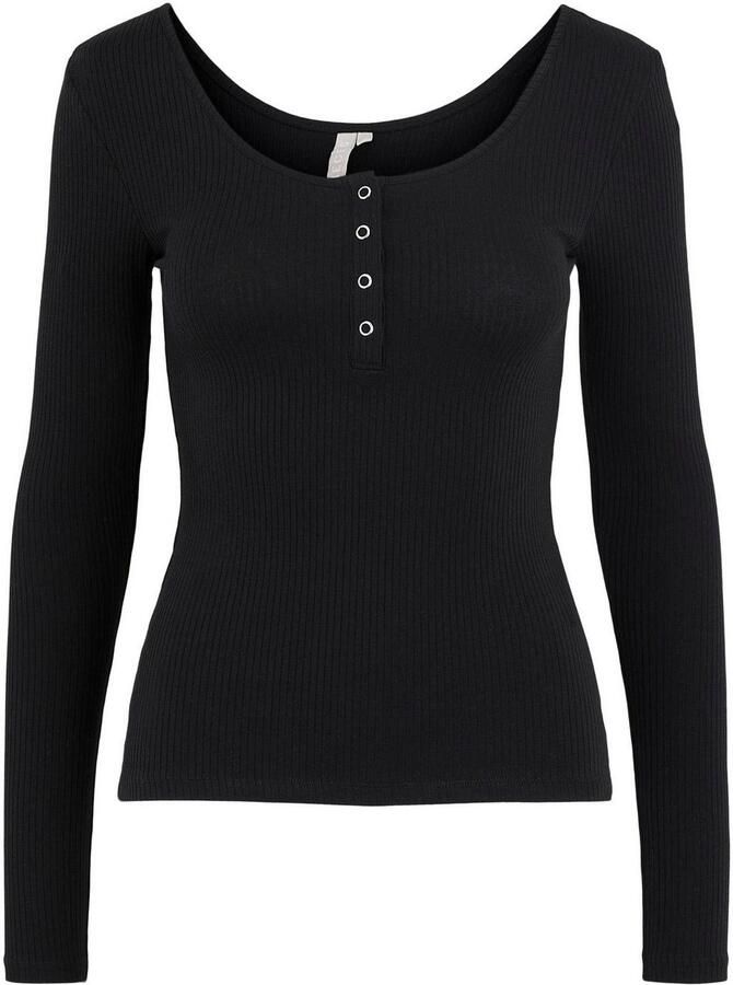 Pieces Zwarte Ronde Hals Lange Mouw T-shirt Black Dames - Foto 4