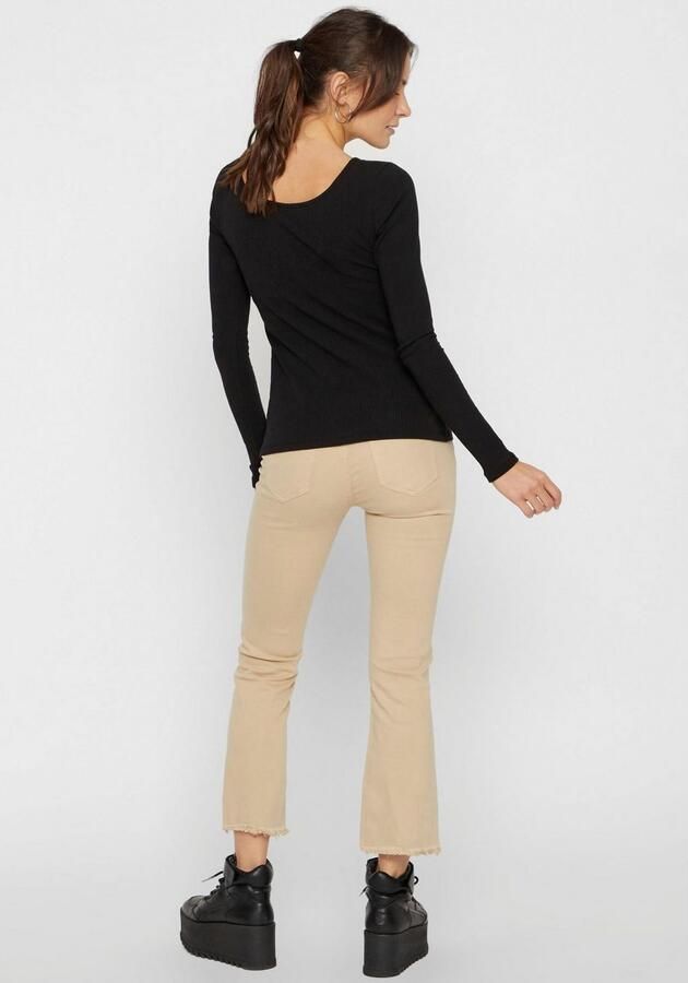 Pieces Zwarte Ronde Hals Lange Mouw T-shirt Black Dames - Foto 7